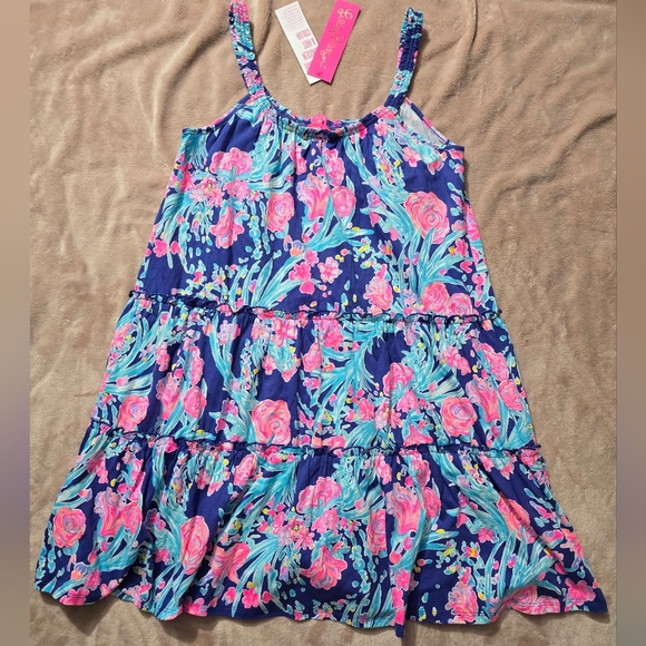 Lilly Pulitzer Loro Swing Dress Corsica Blue Toucan Party Tiered Floral Size XS - Picture 10 of 11